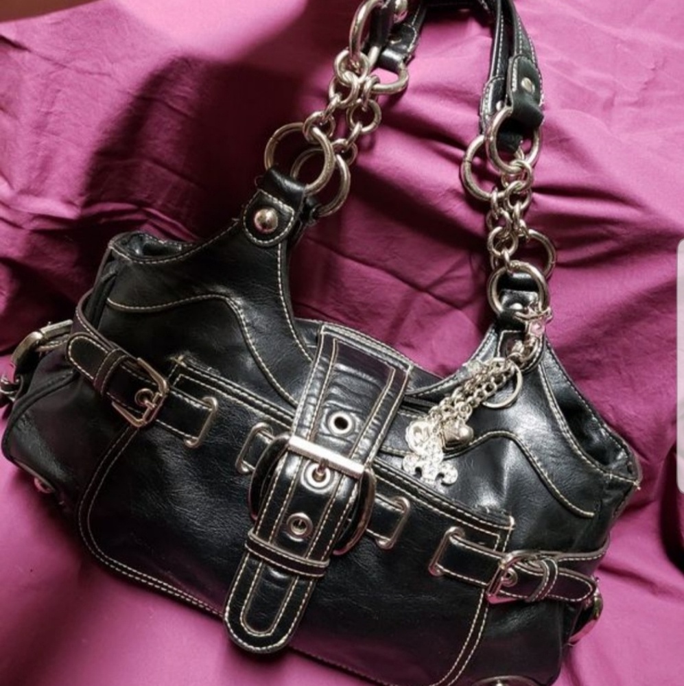 Kathy Van Zeeland Black Strappy Handbag Buckle